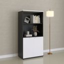 Ver imagem 1 de Armário Misto para Escritório com Nicho e Portas com Chave 159,6cm P25 Pandin Branco/Preto