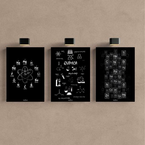 Kit 3 Quadro Decorativo Química Laboratório Engenheiro Prof 28x20cm