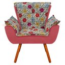 Ver imagem 2 de Poltrona Decorativa Opala Suede Composê Estampado Floral Color D17 e Suede Rose