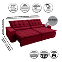 Ver imagem 3 de Sofá Elegance Retratil e Reclinavel 2,32 Mts Veludo Vermelho