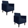 Kit 2 Poltrona Decorativa Jade Suede Azul Marinho com Pés Baixo Chanfrado - D'Rossi - 1