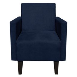 Kit 2 Poltrona Decorativa Jade Suede Azul Marinho com Pés Baixo Chanfrado - D'Rossi - 3 Kit 2 Poltrona Decorativa Jade Suede Azul Marinho com Pés Baixo Chanfrado - D'Rossi - 3