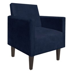 Kit 2 Poltrona Decorativa Jade Suede Azul Marinho com Pés Baixo Chanfrado - D'Rossi - 2 Kit 2 Poltrona Decorativa Jade Suede Azul Marinho com Pés Baixo Chanfrado - D'Rossi - 2