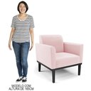 Ver mais imagens de Poltrona Decorativa Base Madeira Preto Maressa Suede Rosa Bebê - Ibiza