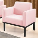 Ver imagem 2 de Poltrona Decorativa Base Madeira Preto Maressa Suede Rosa Bebê - Ibiza