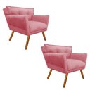 Ver imagem 1 de Kit 2 Poltrona Decorativa Anitta Suede Rose Strass - D'Rossi