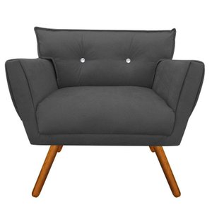 Poltrona Decorativa Anitta Suede Grafite com Strass - D'Rossi