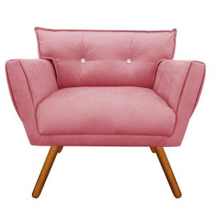 Poltrona Decorativa Anitta Suede Rose com Strass - D'Rossi