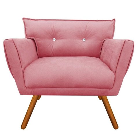 Poltrona Decorativa Anitta Suede Rose com Strass - D'Rossi