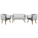 Ver imagem 2 de Kit Namoradeira 02 Lugares e 02 Poltronas Julia Suede Cinza com Strass - D'Rossi