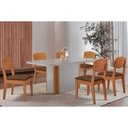 Ver imagem 1 de Conjunto: Mesa Sala Jantar Pietá C/ Tampo Madeirado C/ Vidro Canto Curvo 180x90cm e 6 Cadeiras