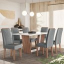 Ver imagem 1 de CONJUNTO SALA DE JANTAR CANADÁ 1,56 X 0,84 COM 6 CADEIRAS AMÊNDOA 03A