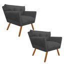 Ver imagem 1 de Kit 2 Poltrona Decorativa Anitta Suede Grafite - D'Rossi