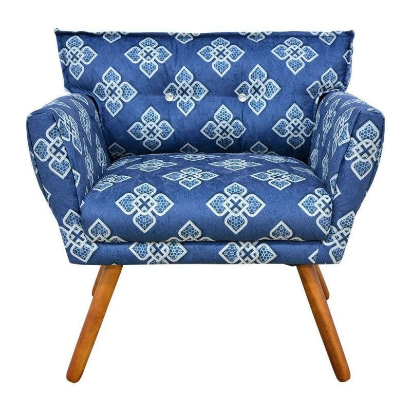 Poltrona Decorativa Anitta Estampado Floral Bordado D54 com Strass - D'Rossi