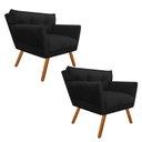 Ver imagem 1 de Kit 2 Poltrona Decorativa Anitta Suede Preto - D'Rossi