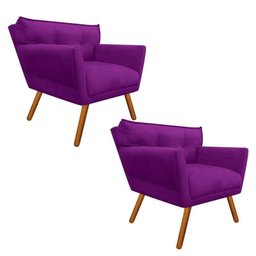 Kit 2 Poltrona Decorativa Anitta Suede Roxo - D'Rossi - 1 Kit 2 Poltrona Decorativa Anitta Suede Roxo - D'Rossi - 1