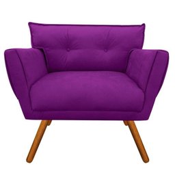 Kit 2 Poltrona Decorativa Anitta Suede Roxo - D'Rossi - 3 Kit 2 Poltrona Decorativa Anitta Suede Roxo - D'Rossi - 3