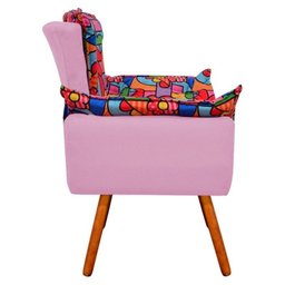 Kit 2 Poltronas Decorativas Opala Suede Composê Estampado Romero Britto D15 e Suede Rosa Bebê - 4 Kit 2 Poltronas Decorativas Opala Suede Composê Estampado Romero Britto D15 e Suede Rosa Bebê - 4