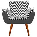 Ver imagem 3 de Kit 2 Poltronas Decorativas Opala Suede Composê Estampado Zig Zag Preto D80 e Suede Grafite