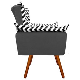 Kit 2 Poltronas Decorativas Opala Suede Composê Estampado Zig Zag Preto D80 e Suede Grafite - 4 Kit 2 Poltronas Decorativas Opala Suede Composê Estampado Zig Zag Preto D80 e Suede Grafite - 4