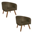 Ver imagem 1 de Kit 2 Poltronas Decorativa Stella Suede Marrom Rato Pés Palito - D'Rossi