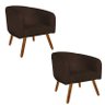 Kit 2 Poltronas Decorativa Stella Suede Marrom Pés Palito - D'Rossi - 1