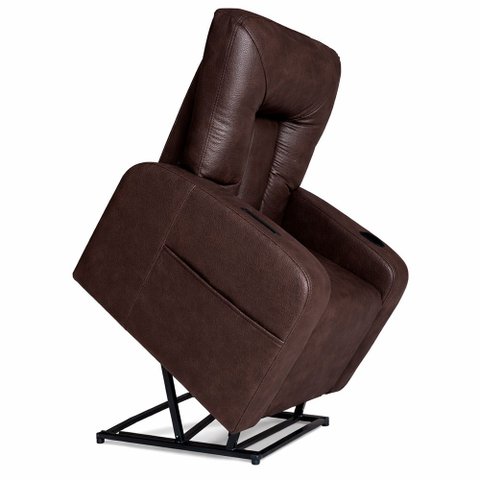 Poltrona Lift Elevação Rover Reclinável Elétrica Courino Café - Sallar Home