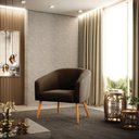 Ver imagem 2 de Poltrona Decorativa Stella Suede Marrom Pés Palito - D'rossi