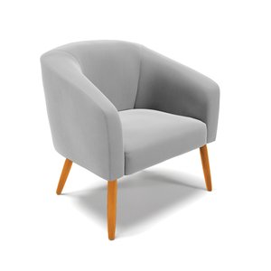 Poltrona Decorativa Stella Suede Cinza Pés Palito - D'rossi