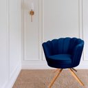 Ver imagem 3 de Poltrona Giratória Ferro e Madeira Pétalas Sued Premium Azul Marinho Sua Casa Decor