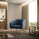 Ver imagem 2 de Poltrona Decorativa Stella Suede Azul Marinho Pés Palito - D'Rossi