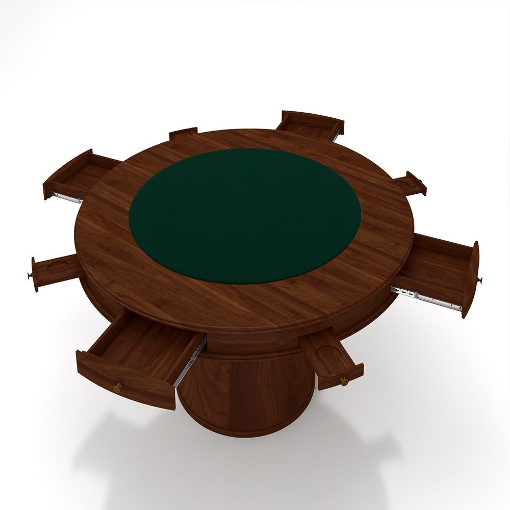 Conjunto Mesa de Jogos Carteado Bellagio Tampo Reversível e 4 Cadeiras Madeira Poker Base Cone Velud - 2