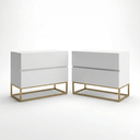 Ver imagem 1 de Kit 2 Mesa de Cabeceira Eros 60x37cm Base Dourado Mesinha Apoio Quarto Escritório Moderno:branco