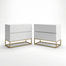 Kit 2 Mesa de Cabeceira Eros 60x37cm Base Dourado Mesinha Apoio Quarto Escritório Moderno:branco - 1