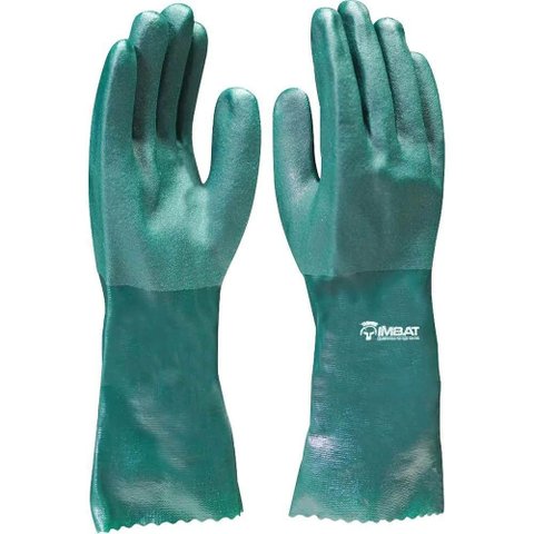 Luva de PVC para Proteção Das Mãos Lv-PVC26-9 Palma Áspera Verde Imbat 1 Par