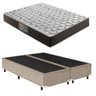 Cama Box Casal Bipartido Bege + Colchão Espuma D28 138x188x24 - 1