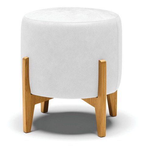 Puff Stella Corano Base Madeira Castanho Branco