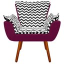 Ver imagem 2 de Poltrona Decorativa Opala Suede Composê Estampado Zig Zag Preto D80 e Suede Vinho