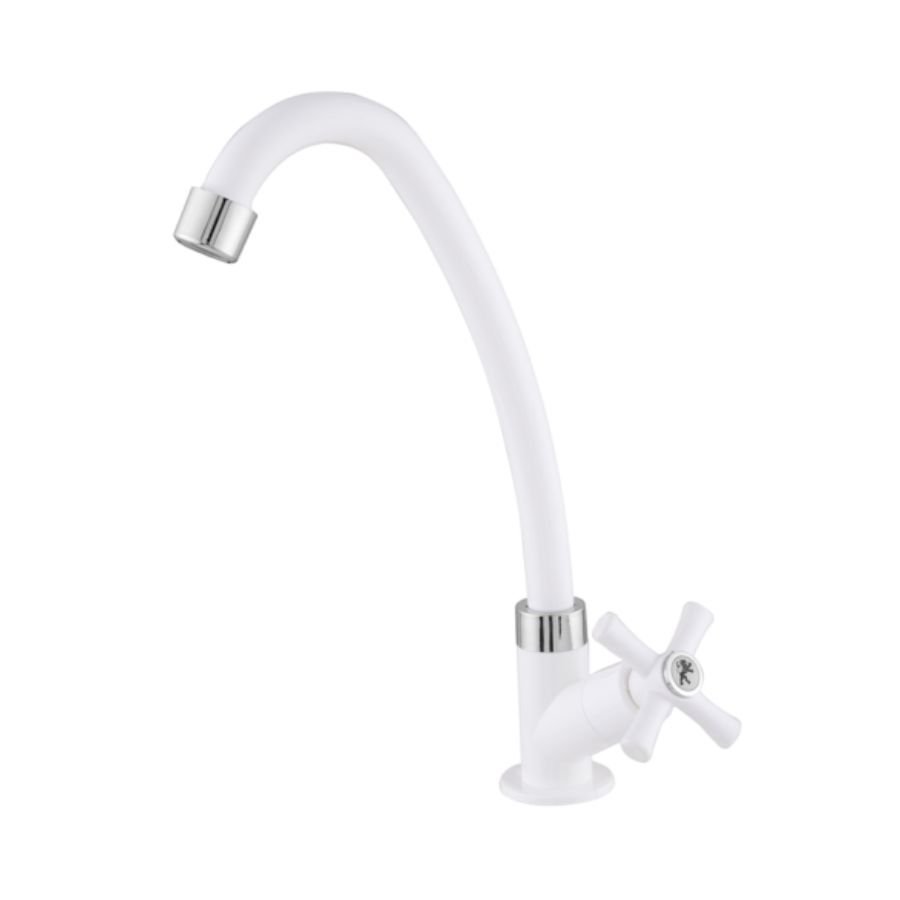 Torneira de Mesa Bica Alta Plastic Branco Cromado 1067 C31 6303 Leão - 1