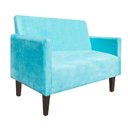 Ver imagem 2 de Sofá Retrô Namoradeira Jade 2 Lugares Suede Azul Turquesa - D'Rossi