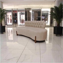Sofá 3 Lugares Orgânico Curvo Tókio 180cm Veludo Bege - 8
