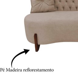 Sofá 3 Lugares Orgânico Curvo Tókio 180cm Veludo Bege - 6