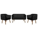 Ver imagem 2 de Kit Namoradeira 02 Lugares e 02 Poltronas Julia Suede Preto com Strass - D'Rossi