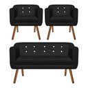 Ver imagem 1 de Kit Namoradeira 02 Lugares e 02 Poltronas Julia Suede Preto com Strass - D'Rossi