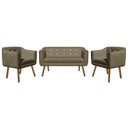 Ver imagem 2 de Kit Namoradeira 02 Lugares e 02 Poltronas Julia Suede Marrom Rato com Strass - D'Rossi