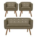 Ver imagem 1 de Kit Namoradeira 02 Lugares e 02 Poltronas Julia Suede Marrom Rato com Strass - D'Rossi