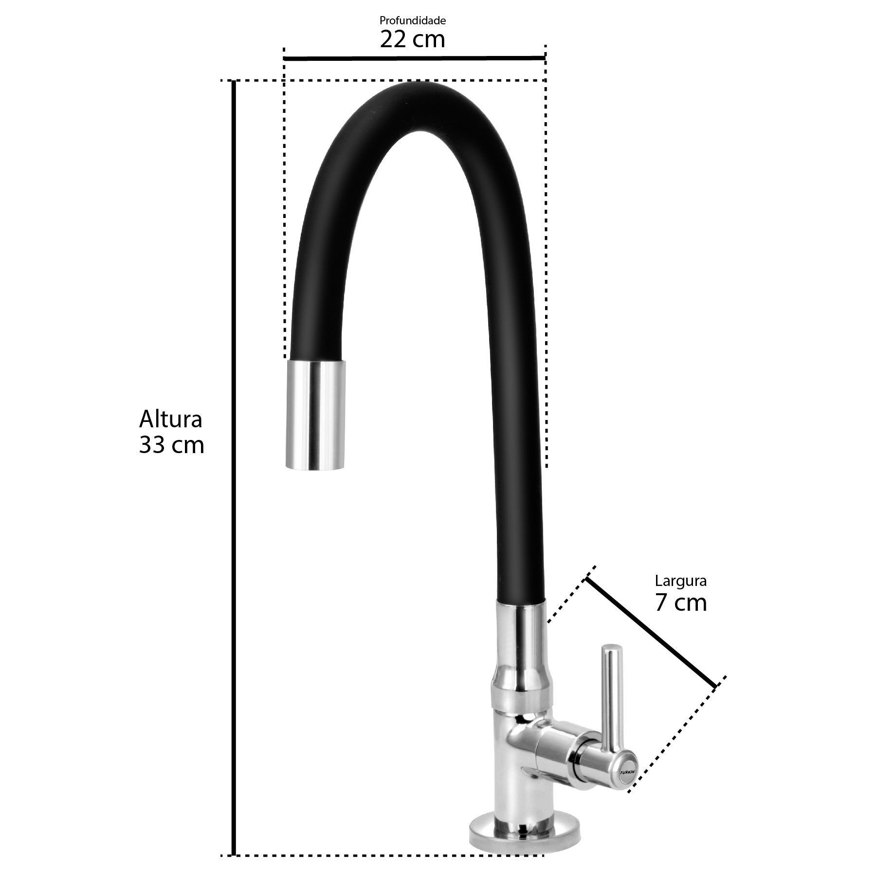 Torneira Gourmet Flexível para Cozinha Mesa Preta 1/4 de Volta Acabamento:volante C51 Casagrande Mun - 3