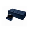 Ver imagem 3 de Kit Cabeceira + Calçadeira Baú Mirage Queen Size 160cm Suede - Ecotec Decor:Azul Marinho