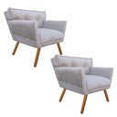 Ver imagem 1 de Kit 2 Poltrona Decorativa Anitta Suede Bege - D'Rossi