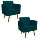 Ver imagem 1 de Kit 2 Poltrona Decorativa Emília Suede Azul Pavão - D'Rossi